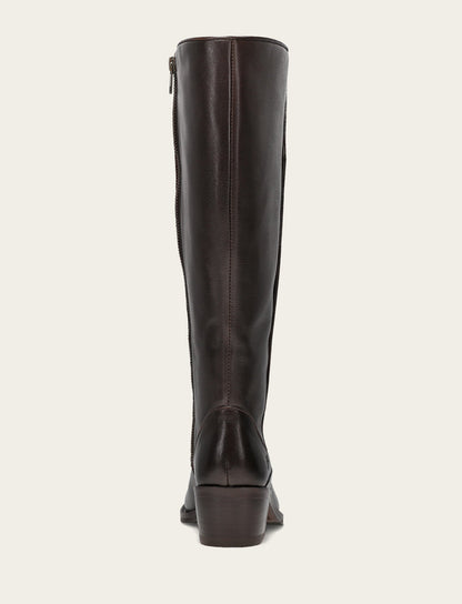 Frye Trending - Women's Dark Brown Carson 2 Piping Tall Wide Calf Boot