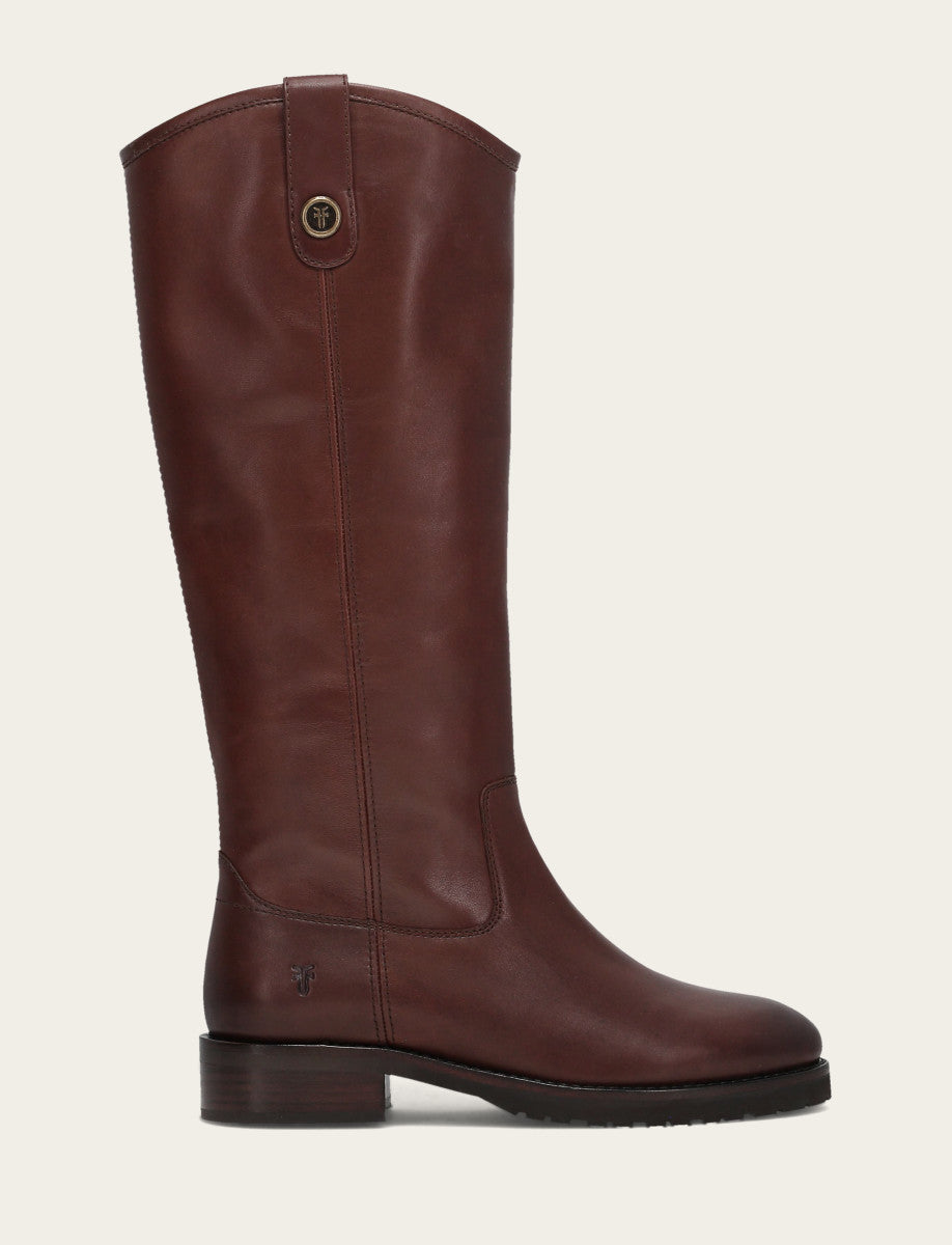 Frye Everyday - Women's Brown Melissa Lug Button Tall Wide Calf Boot
