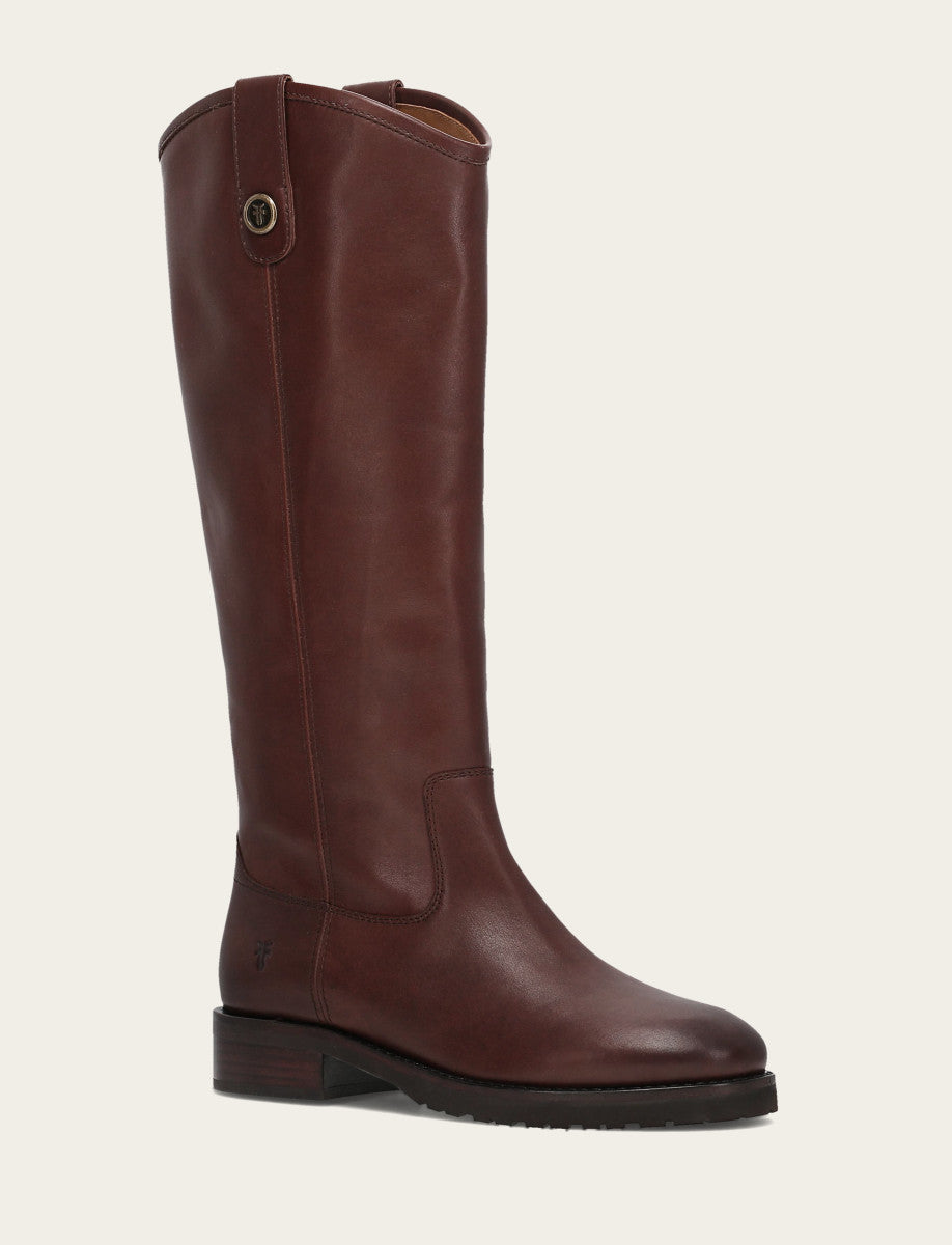 Frye Everyday - Women's Brown Melissa Lug Button Tall Wide Calf Boot