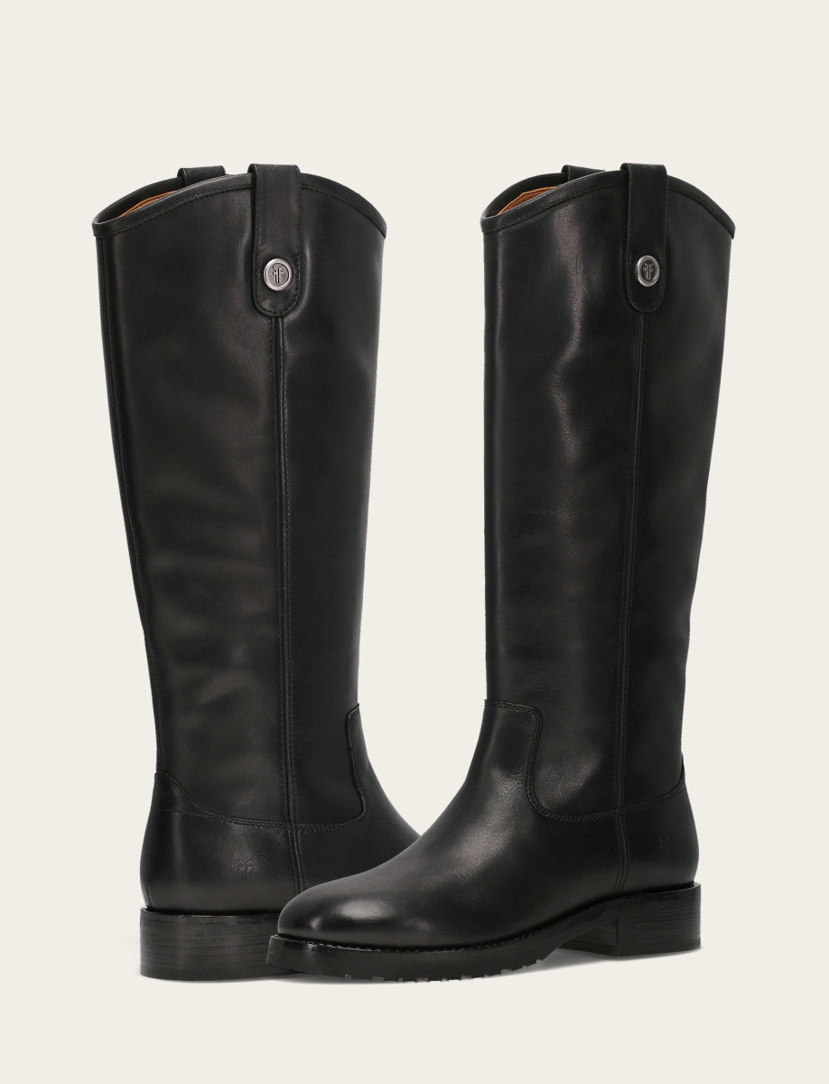 Frye Classic - Women’s Black Wide Calf Melissa Lug Button Tall Boots | Frye
