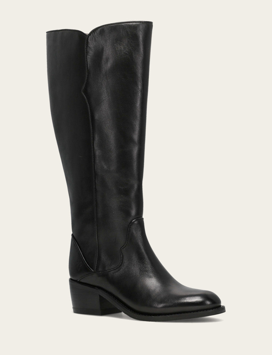 Frye Popular - Women's Black Carson 2 Piping Tall Wide Calf Boot
