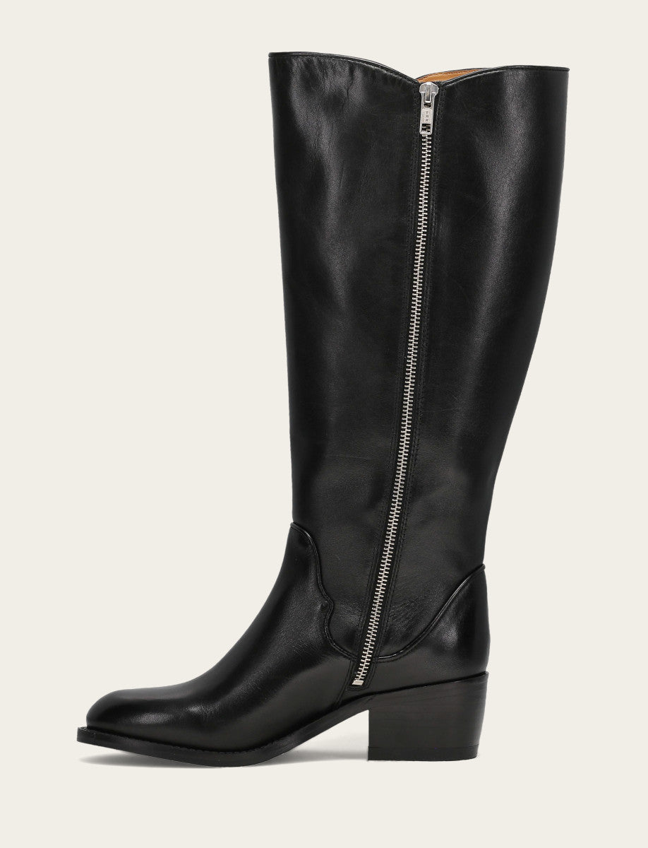 Frye Popular - Women's Black Carson 2 Piping Tall Wide Calf Boot