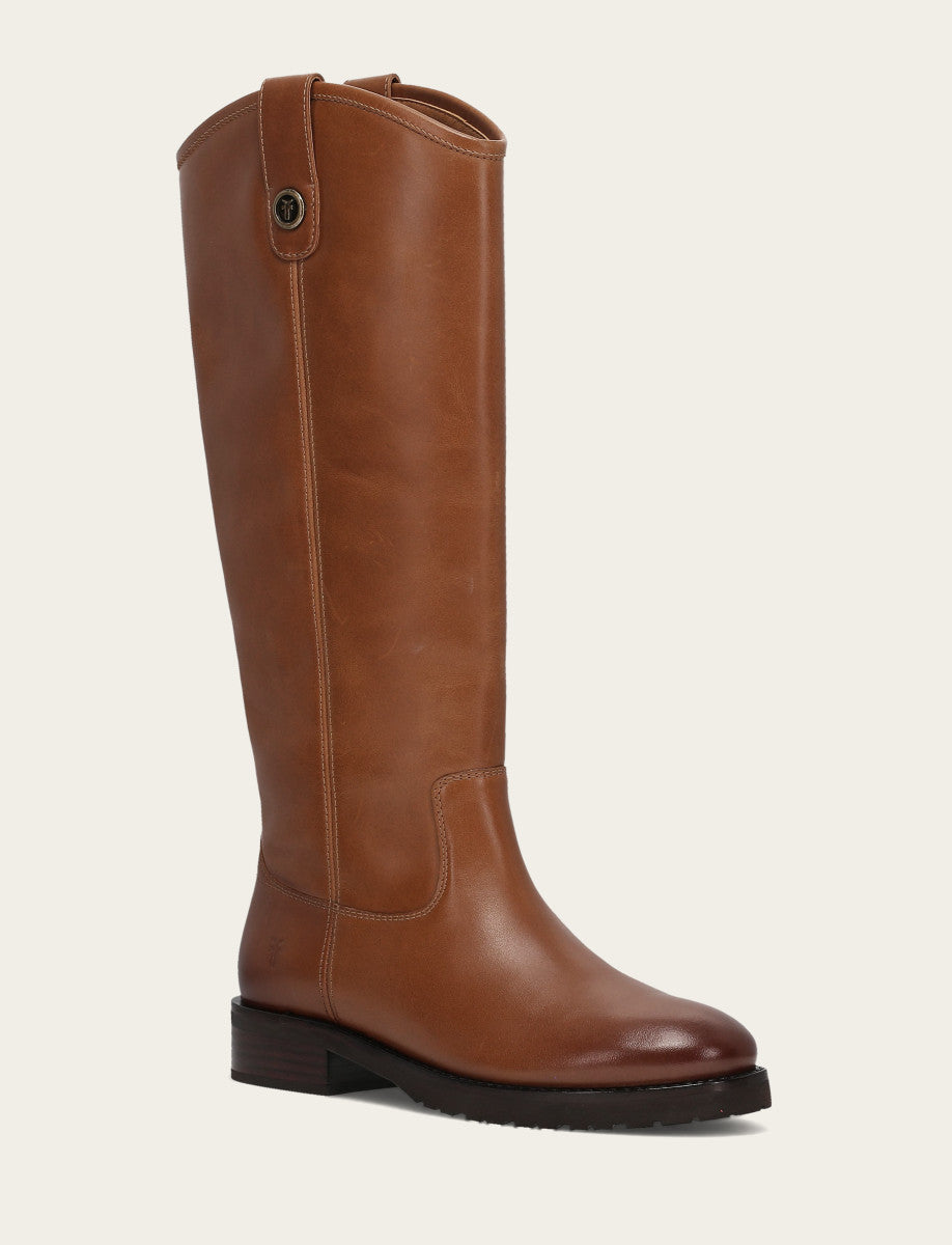Frye Special Offer - Women's Tan Melissa Lug Button Tall Wide Calf Boot