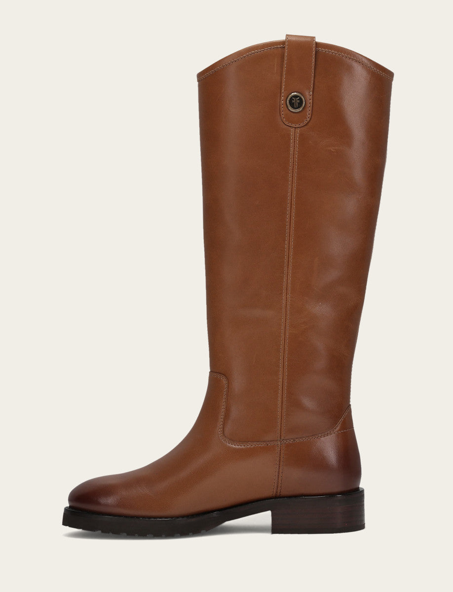 Frye Special Offer - Women's Tan Melissa Lug Button Tall Wide Calf Boot