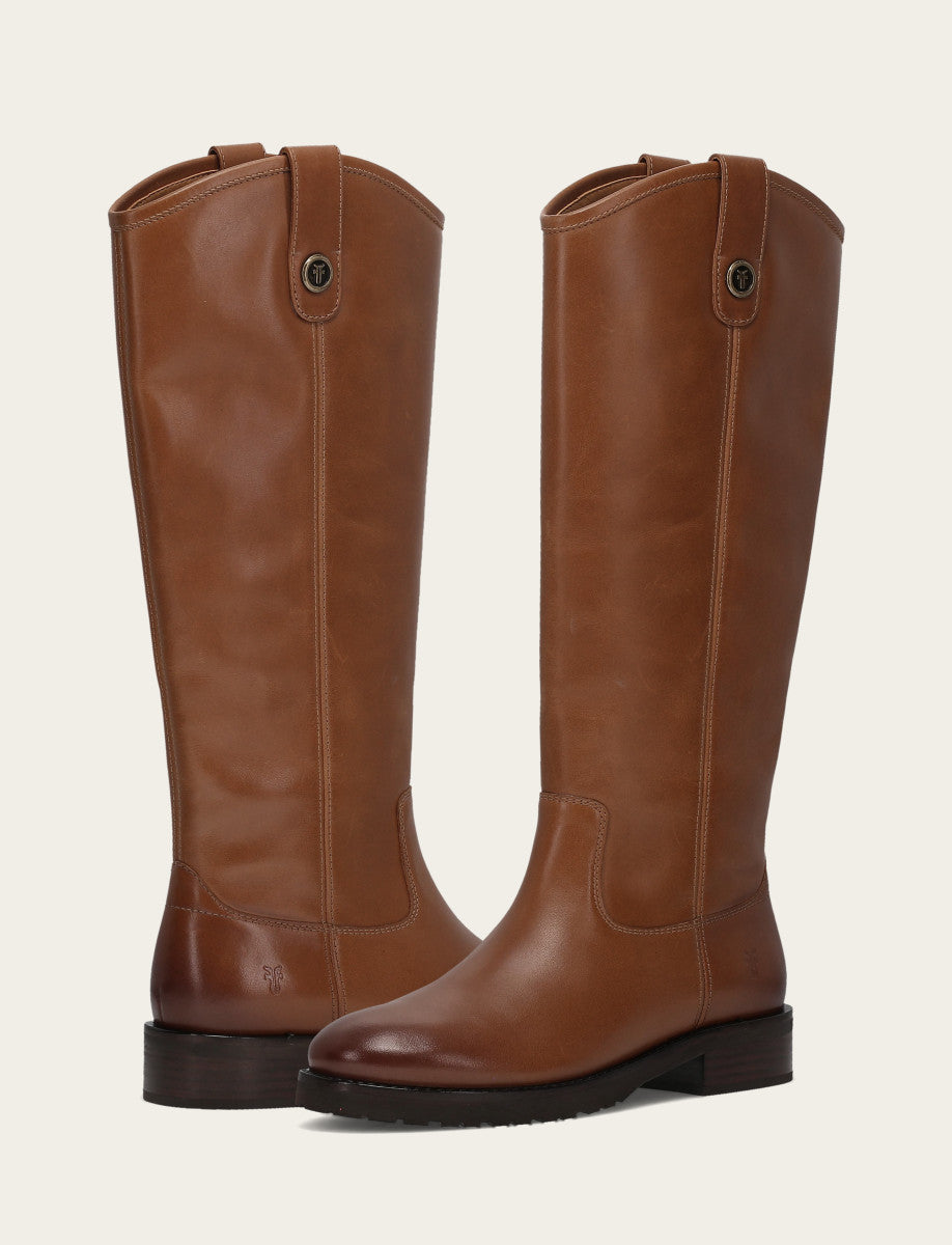 Frye Special Offer - Women's Tan Melissa Lug Button Tall Wide Calf Boot