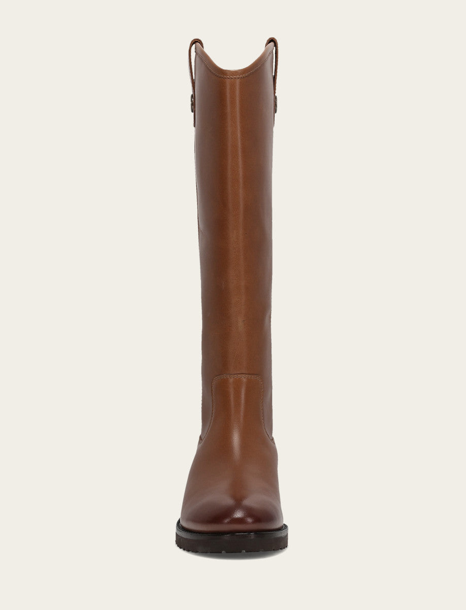 Frye Special Offer - Women's Tan Melissa Lug Button Tall Wide Calf Boot