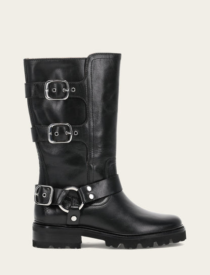 Frye Discount - Women's Black Olivia Moto Mid Boot