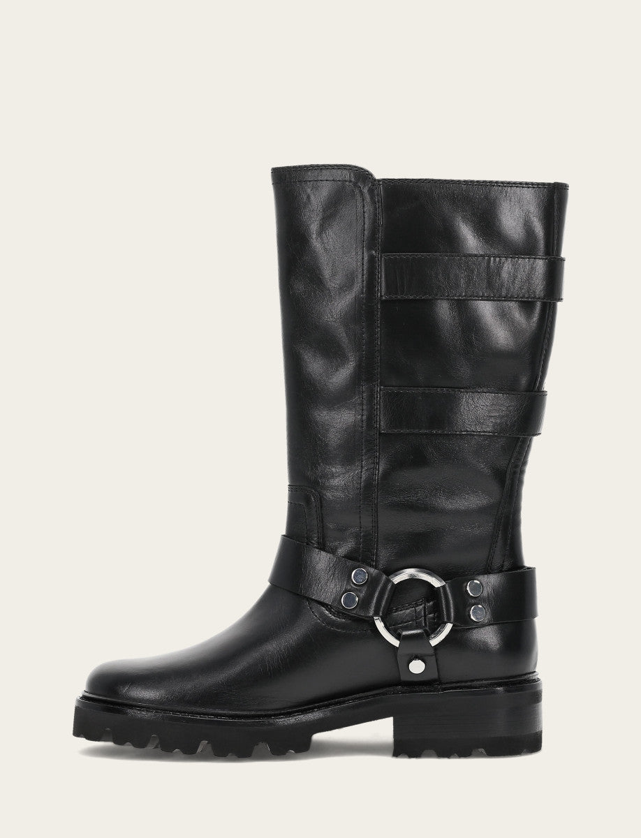 Frye Discount - Women's Black Olivia Moto Mid Boot