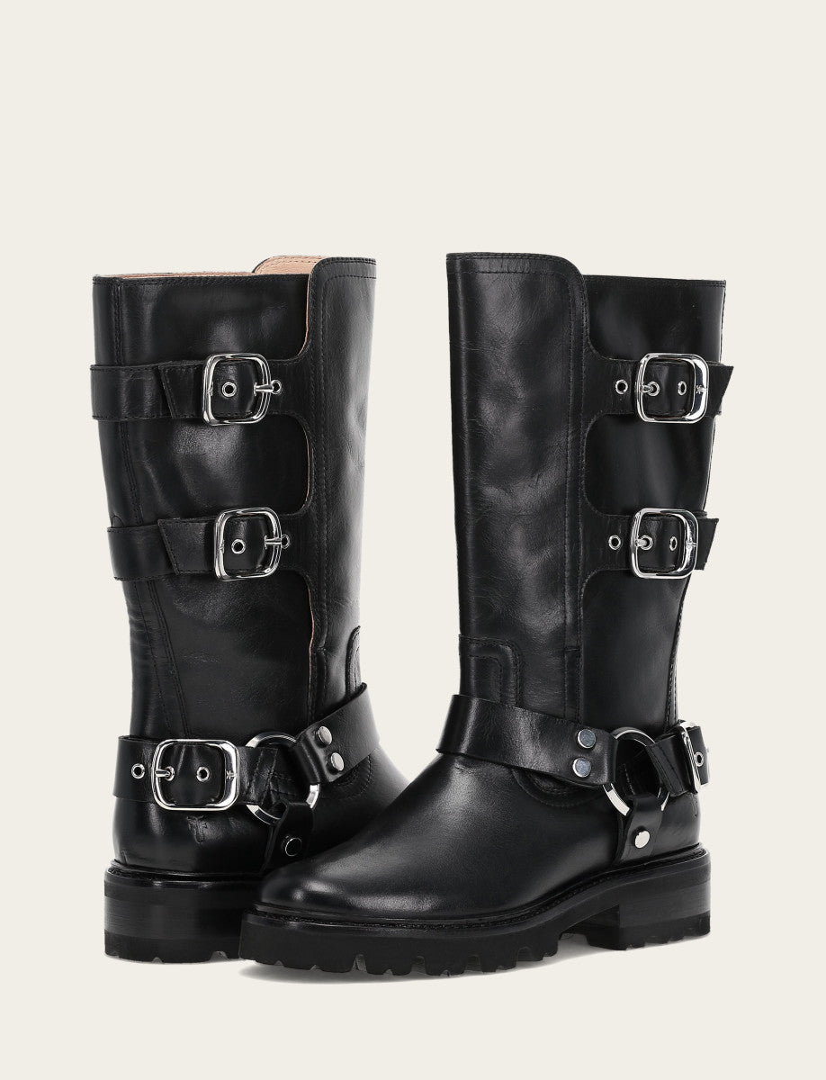 Frye Discount - Women's Black Olivia Moto Mid Boot