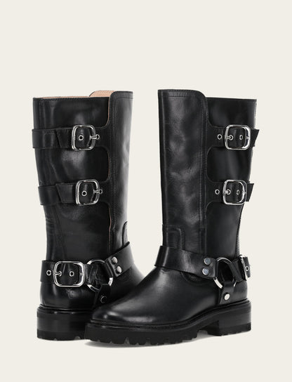 Frye Discount - Women's Black Olivia Moto Mid Boot