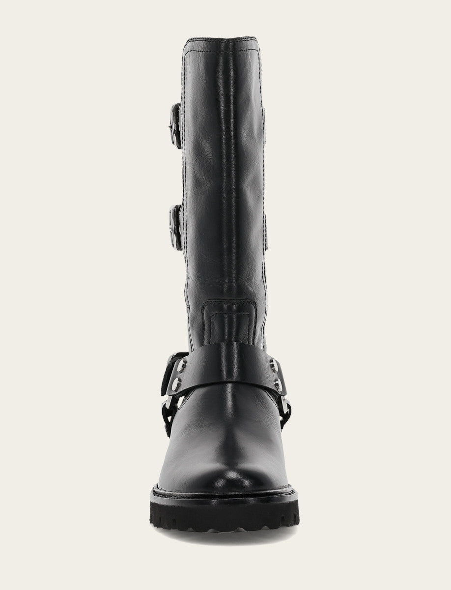 Frye Discount - Women's Black Olivia Moto Mid Boot
