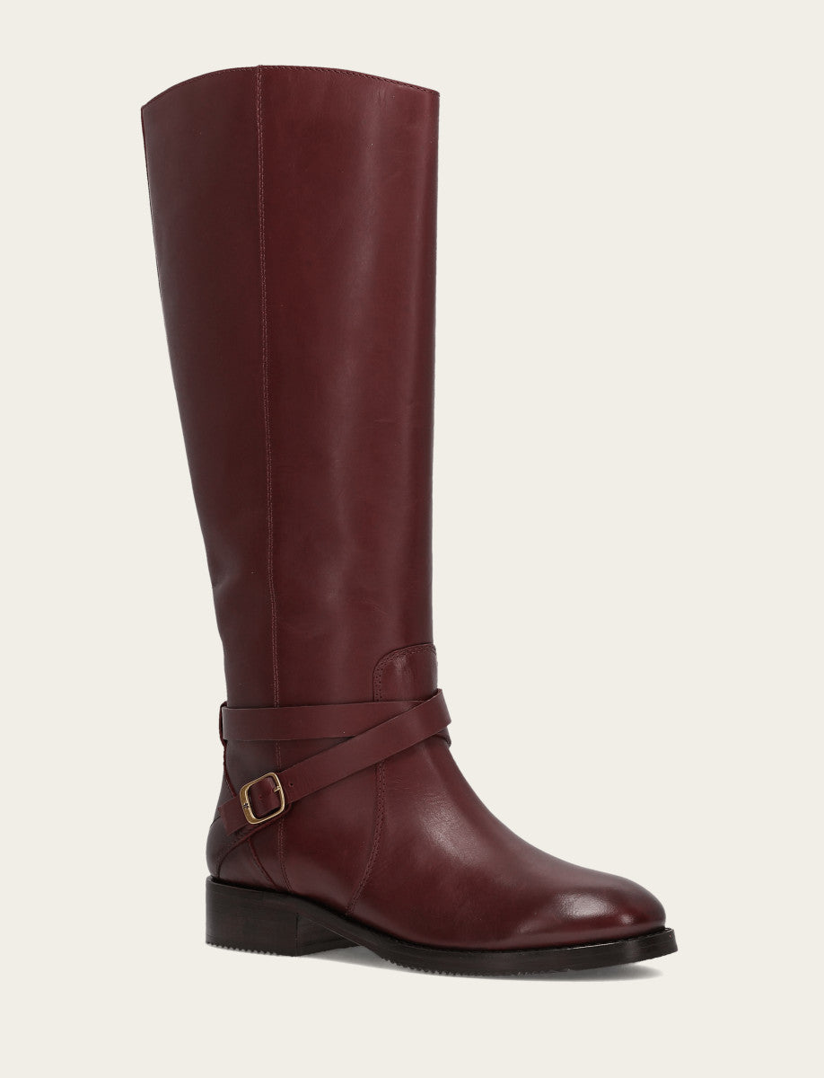 Frye Exclusive - Women's Merlot Melissa Belted Riding Wide Calf Boot