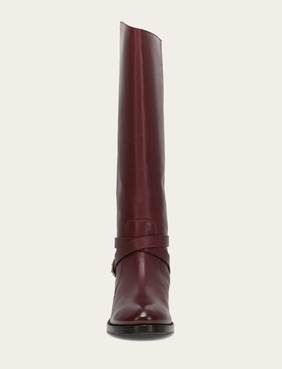 Frye Exclusive - Women's Merlot Melissa Belted Riding Wide Calf Boot