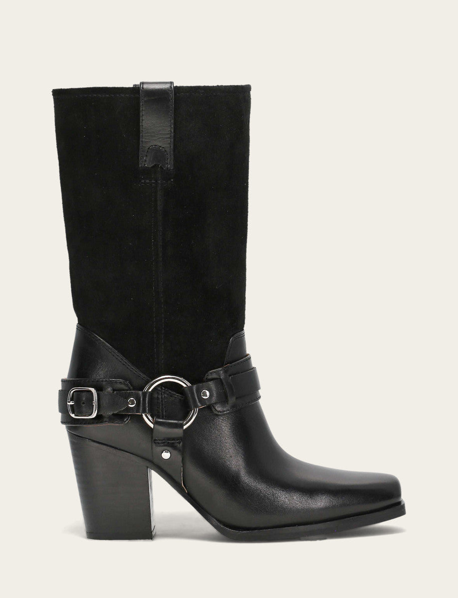 Frye Best Price - Women's Black Shiloh Harness Belted Boot