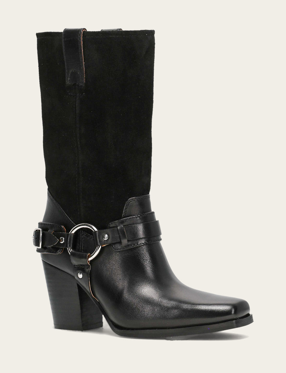 Frye Best Price - Women's Black Shiloh Harness Belted Boot