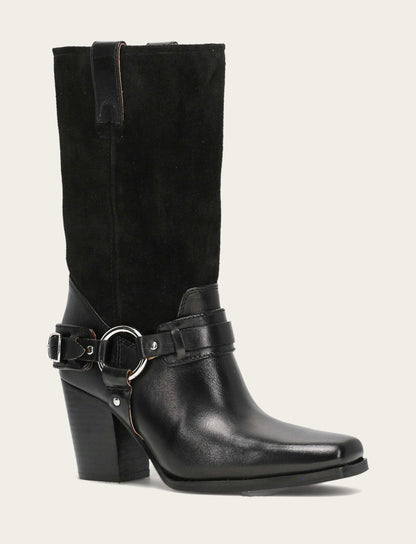Frye Best Price - Women's Black Shiloh Harness Belted Boot