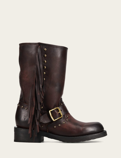 Frye Recommended - Women's Cherry Lacquer Viv Fringe Engineer Boot