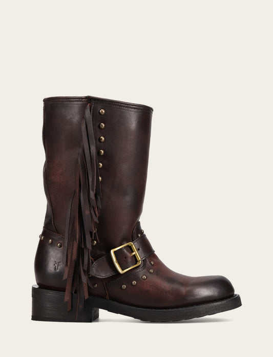 Frye Recommended - Women's Cherry Lacquer Viv Fringe Engineer Boot