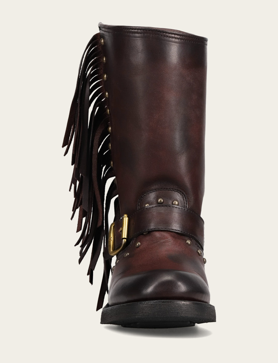 Frye Recommended - Women's Cherry Lacquer Viv Fringe Engineer Boot