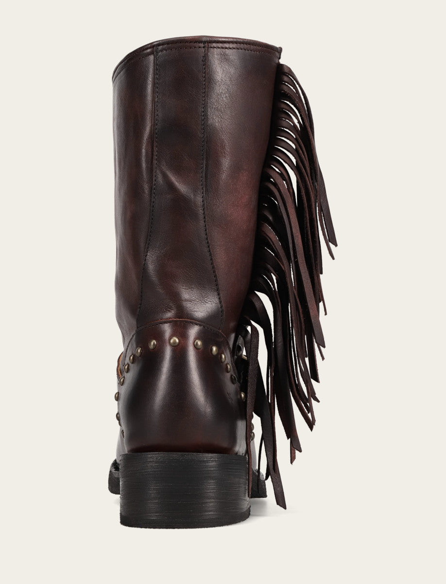 Frye Recommended - Women's Cherry Lacquer Viv Fringe Engineer Boot