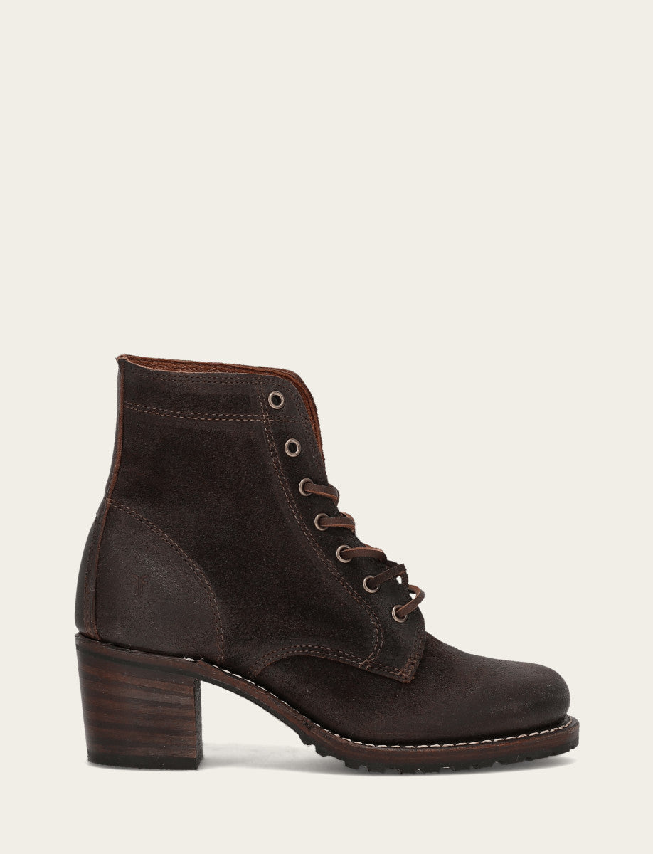 Frye Value - Women's Dark Brown Sabrina 6G Lace Up Boots