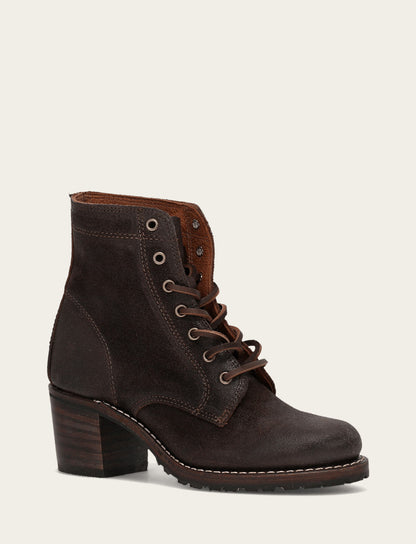 Frye Value - Women's Dark Brown Sabrina 6G Lace Up Boots