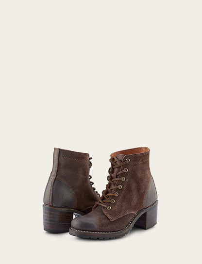 Frye Value - Women's Dark Brown Sabrina 6G Lace Up Boots