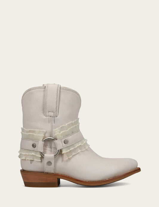 Frye Popular - Women's Ivory Billy Harness Ruffle Boots