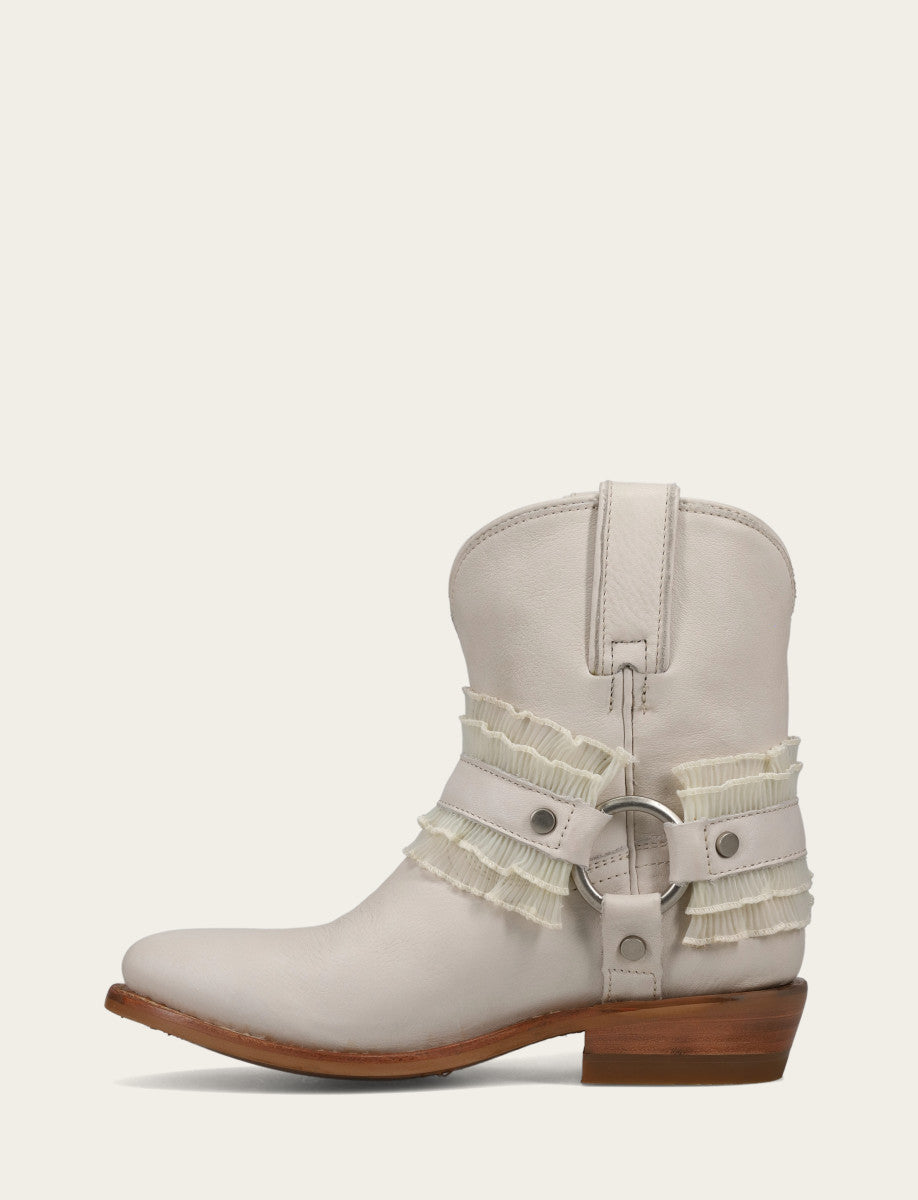 Frye Popular - Women's Ivory Billy Harness Ruffle Boots