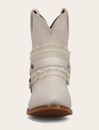 Frye Popular - Women's Ivory Billy Harness Ruffle Boots