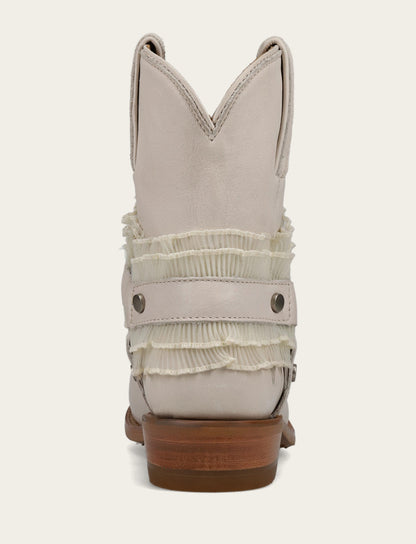 Frye Popular - Women's Ivory Billy Harness Ruffle Boots