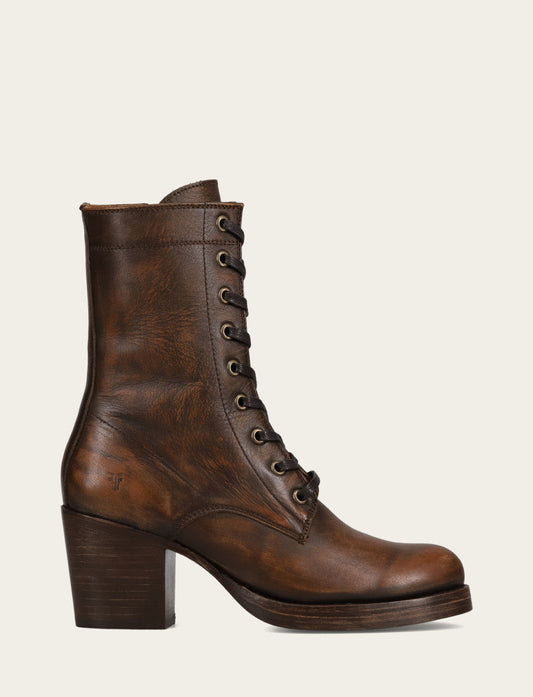 Frye Exclusive - Women's Distressed Dk Brown Jean Lace Up Boot