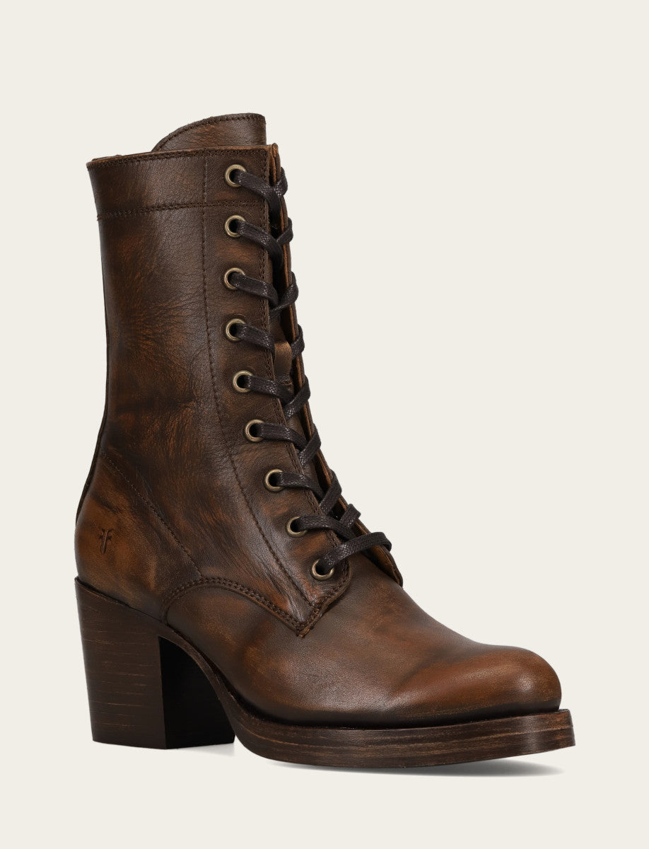 Frye Exclusive - Women's Distressed Dk Brown Jean Lace Up Boot