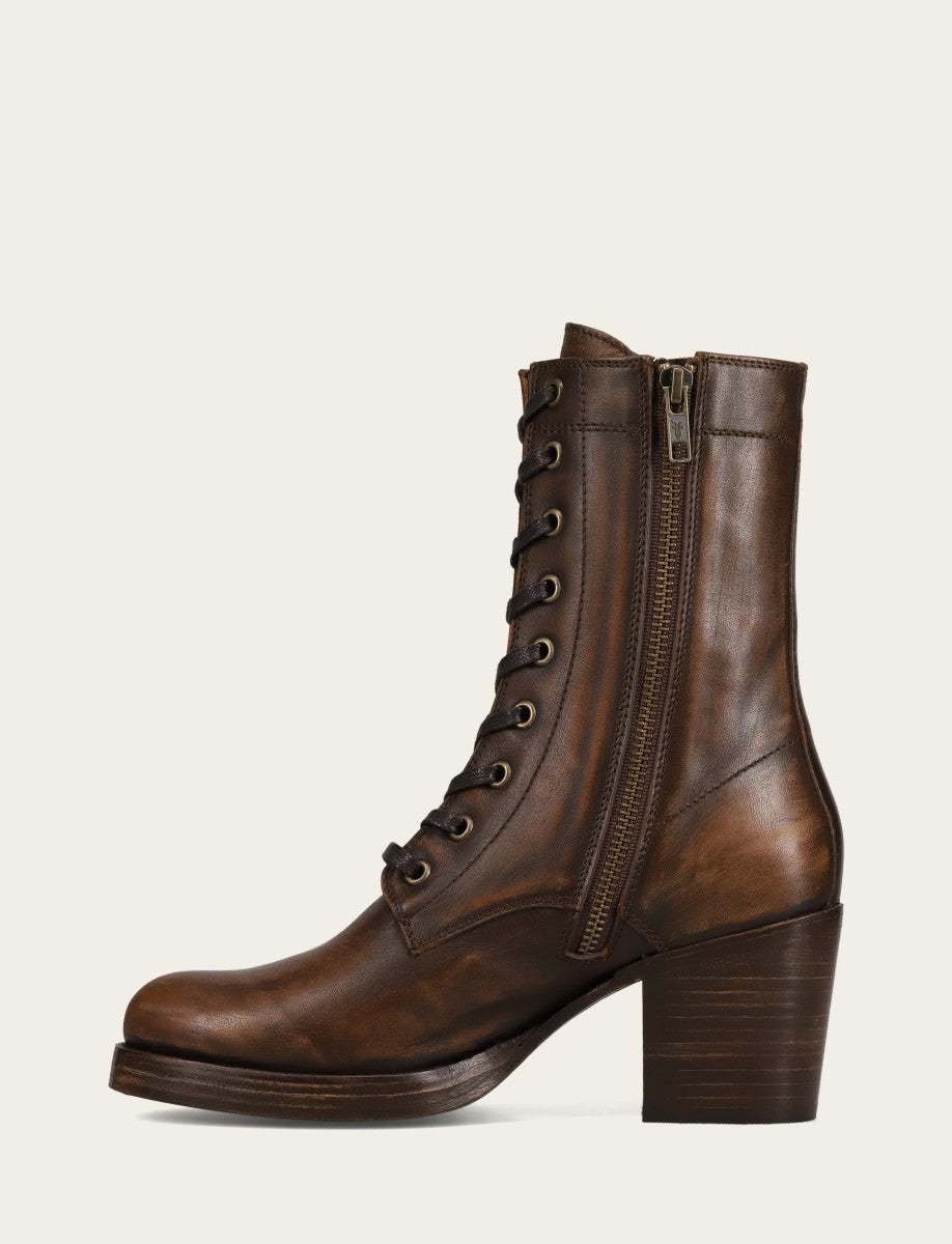 Frye Exclusive - Women's Distressed Dk Brown Jean Lace Up Boot
