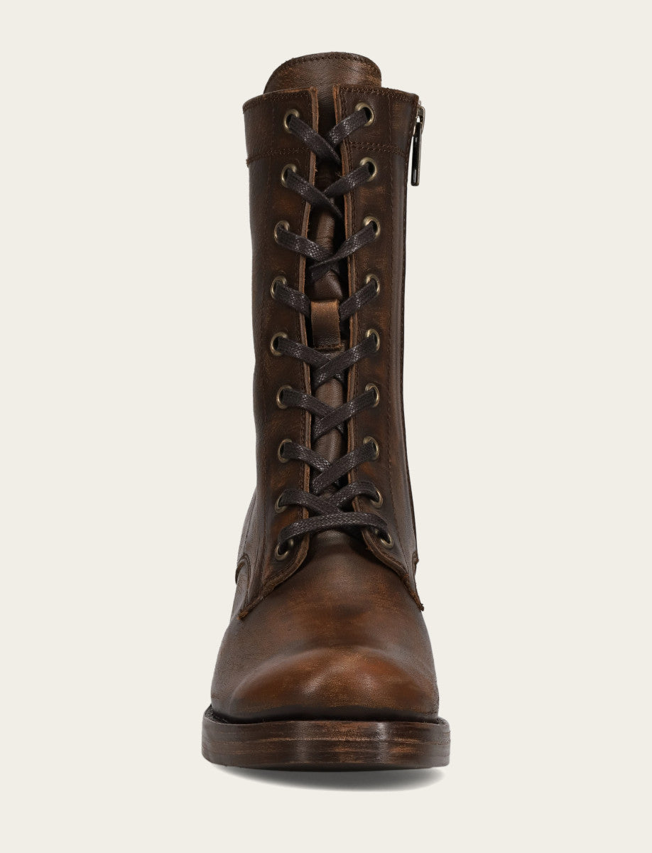 Frye Exclusive - Women's Distressed Dk Brown Jean Lace Up Boot