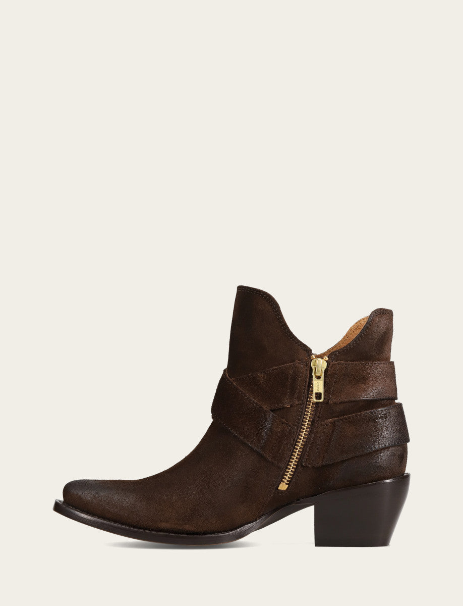 Frye Deals - Women's Chocolate Sacha Multi Strap Booties