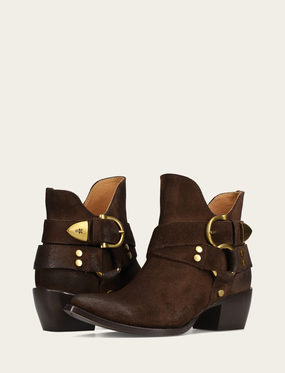 Frye Deals - Women's Chocolate Sacha Multi Strap Booties
