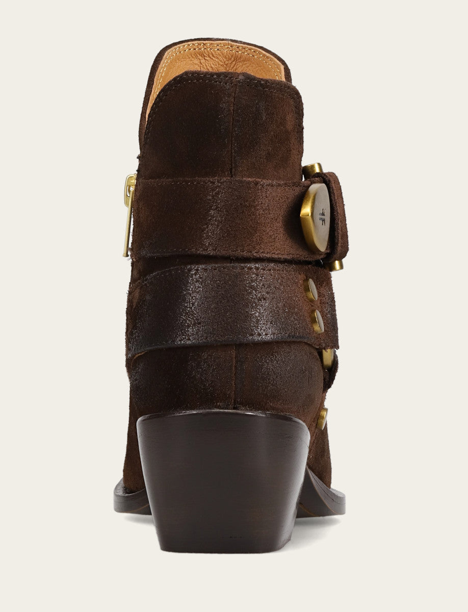 Frye Deals - Women's Chocolate Sacha Multi Strap Booties