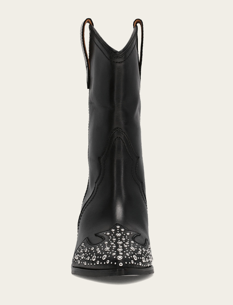 Frye New - Women's Black Sara Wingtip Stud Boot