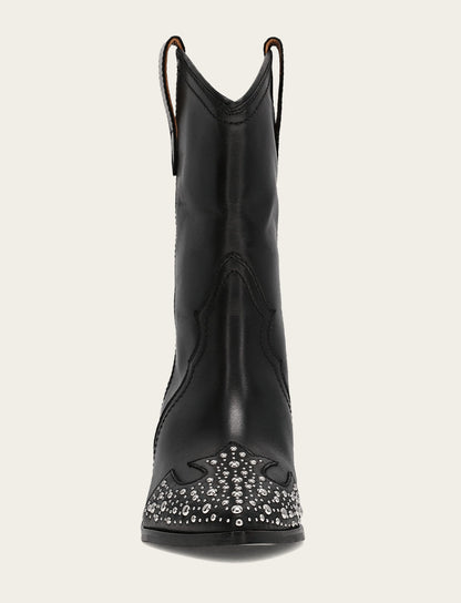 Frye New - Women's Black Sara Wingtip Stud Boot