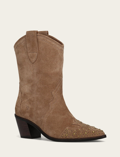 Frye Latest - Women's Almond Sara Wingtip Stud Boot