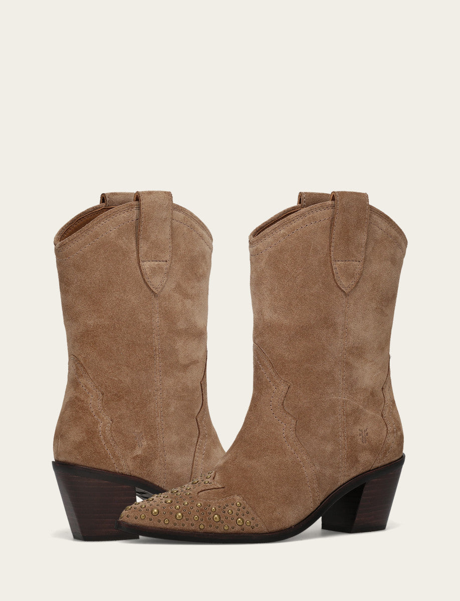 Frye Latest - Women's Almond Sara Wingtip Stud Boot