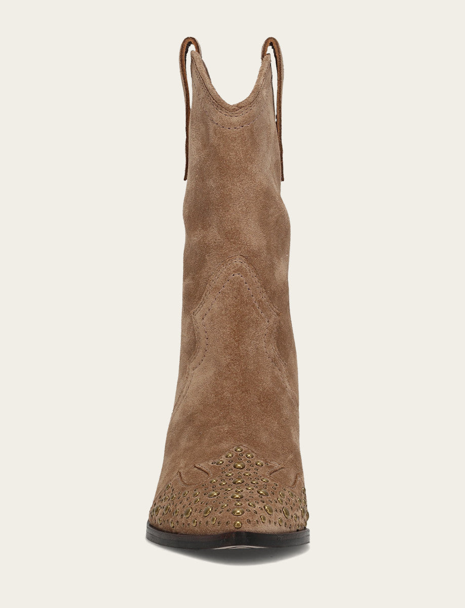 Frye Latest - Women's Almond Sara Wingtip Stud Boot