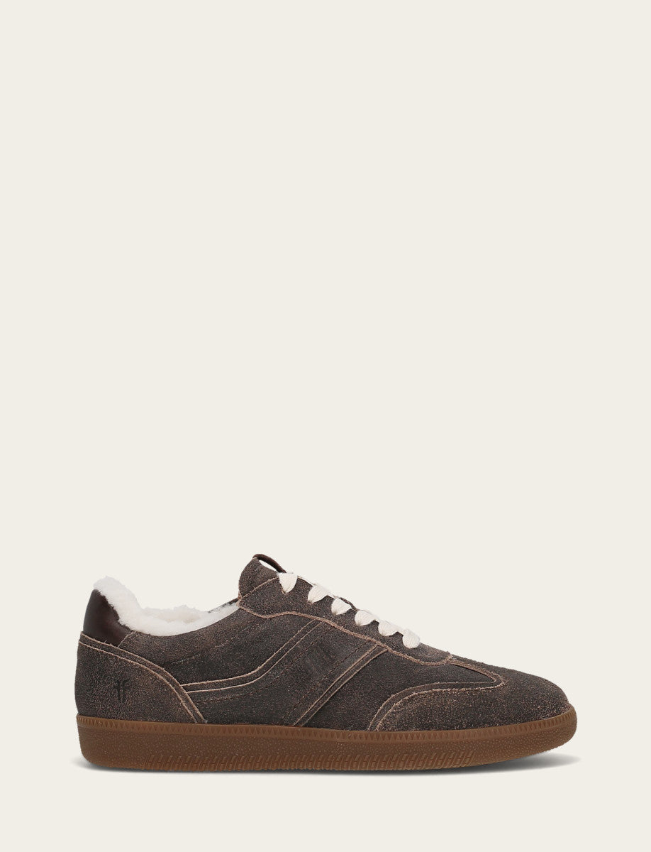 Frye Discount - Women's Dark Truffle Milly Low Lace Shearling Sneaker