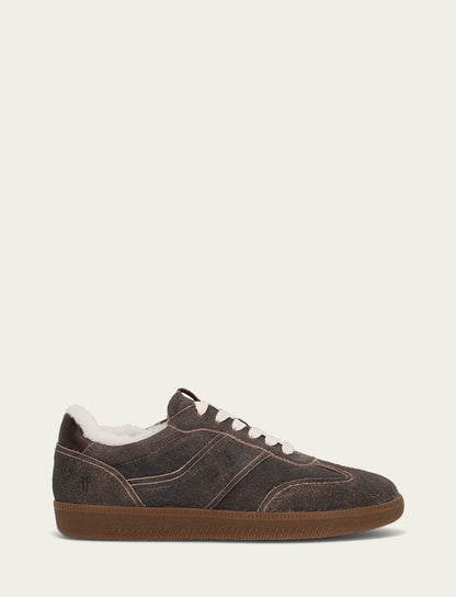 Frye Discount - Women's Dark Truffle Milly Low Lace Shearling Sneaker