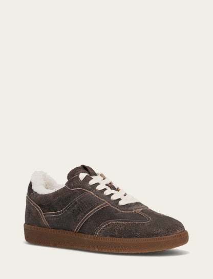 Frye Discount - Women's Dark Truffle Milly Low Lace Shearling Sneaker