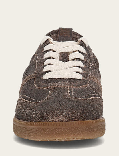 Frye Discount - Women's Dark Truffle Milly Low Lace Shearling Sneaker