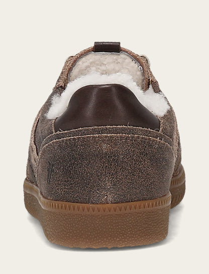 Frye Discount - Women's Dark Truffle Milly Low Lace Shearling Sneaker