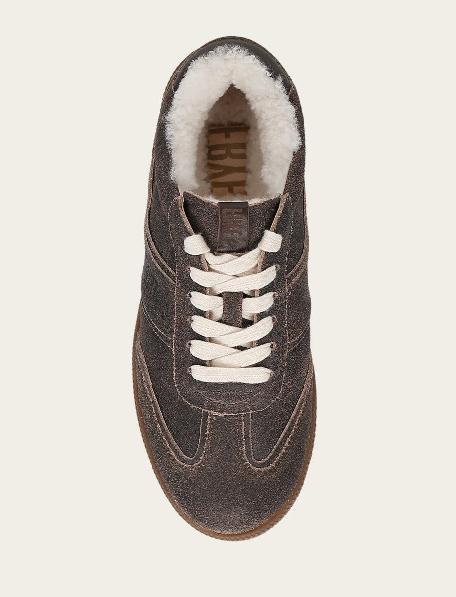 Frye Discount - Women's Dark Truffle Milly Low Lace Shearling Sneaker