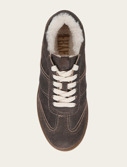 Frye Discount - Women's Dark Truffle Milly Low Lace Shearling Sneaker